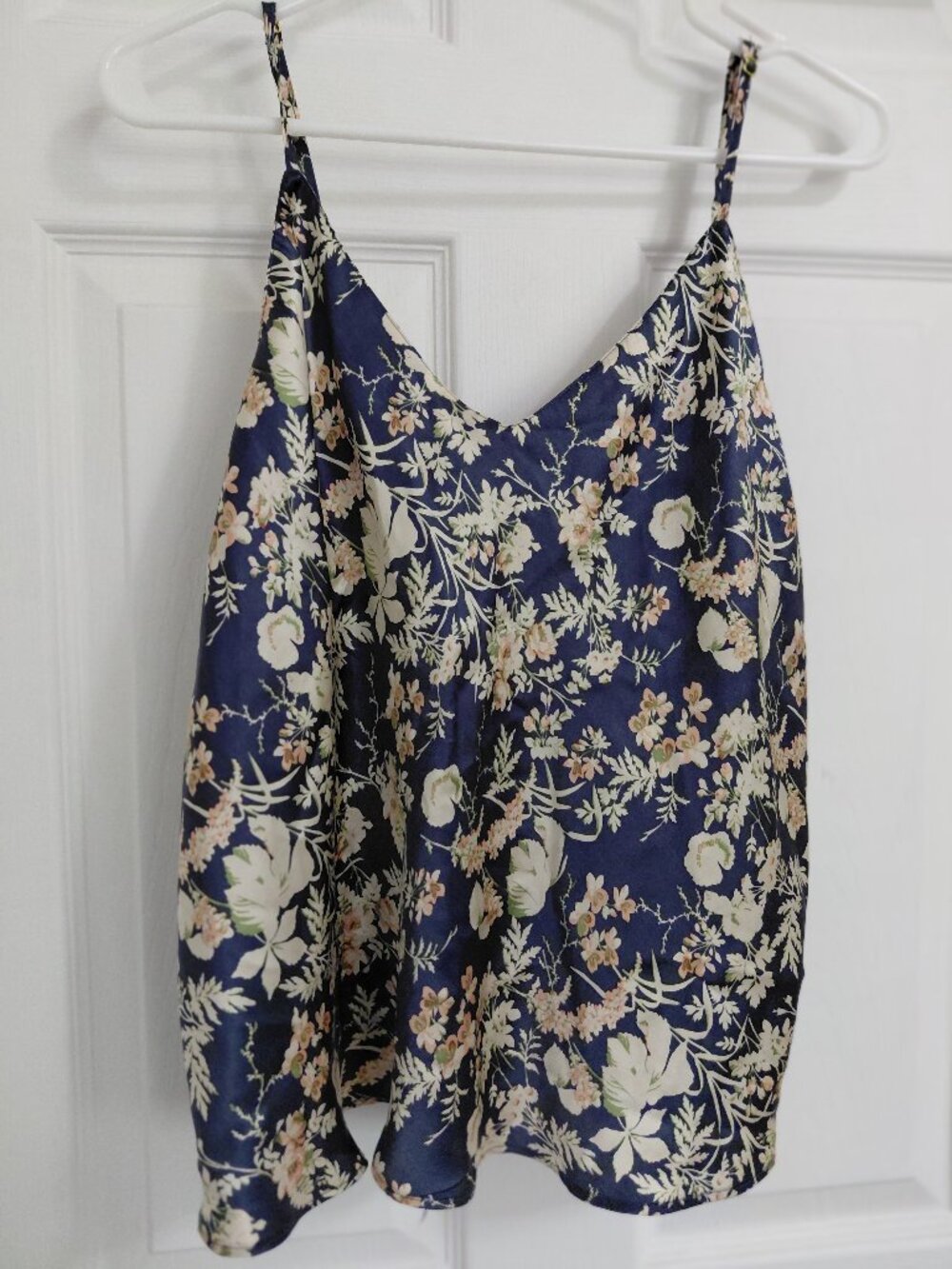 Nordstrom Silk Camisole Navy Cream Peach